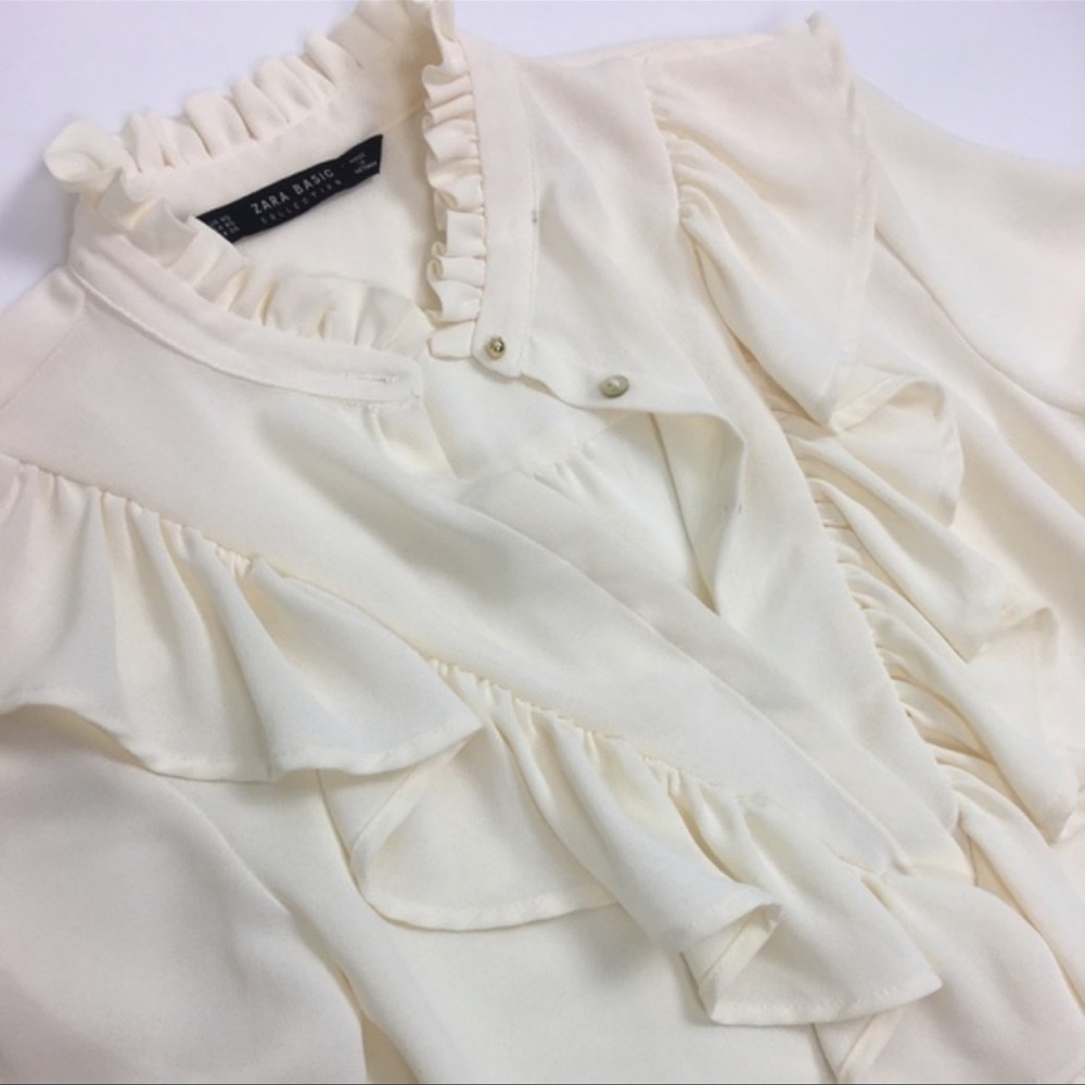 Zara Basic Collection Ruffle Blouse. - image 4